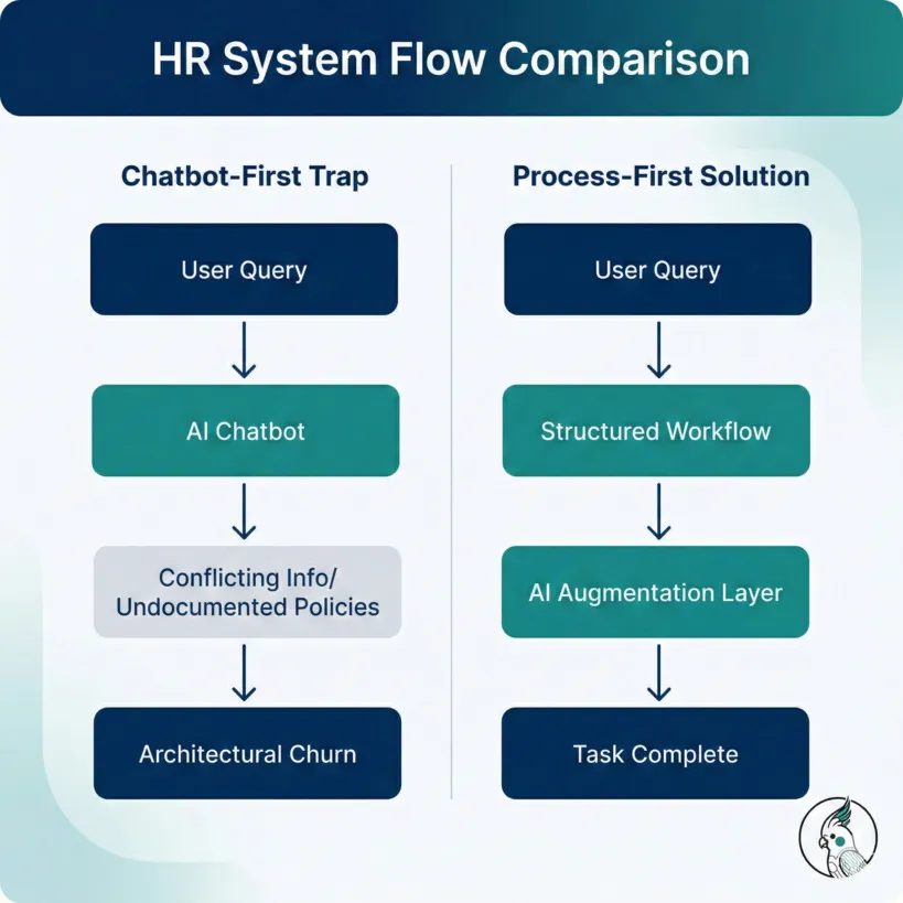 HR System Flow Comparison diagram